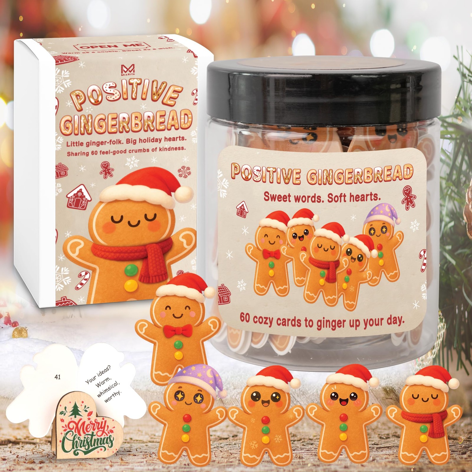 Positive Gingerbread Jar – 60 Funny 6.8 Ounces, POSITIVE GINGERBREAD