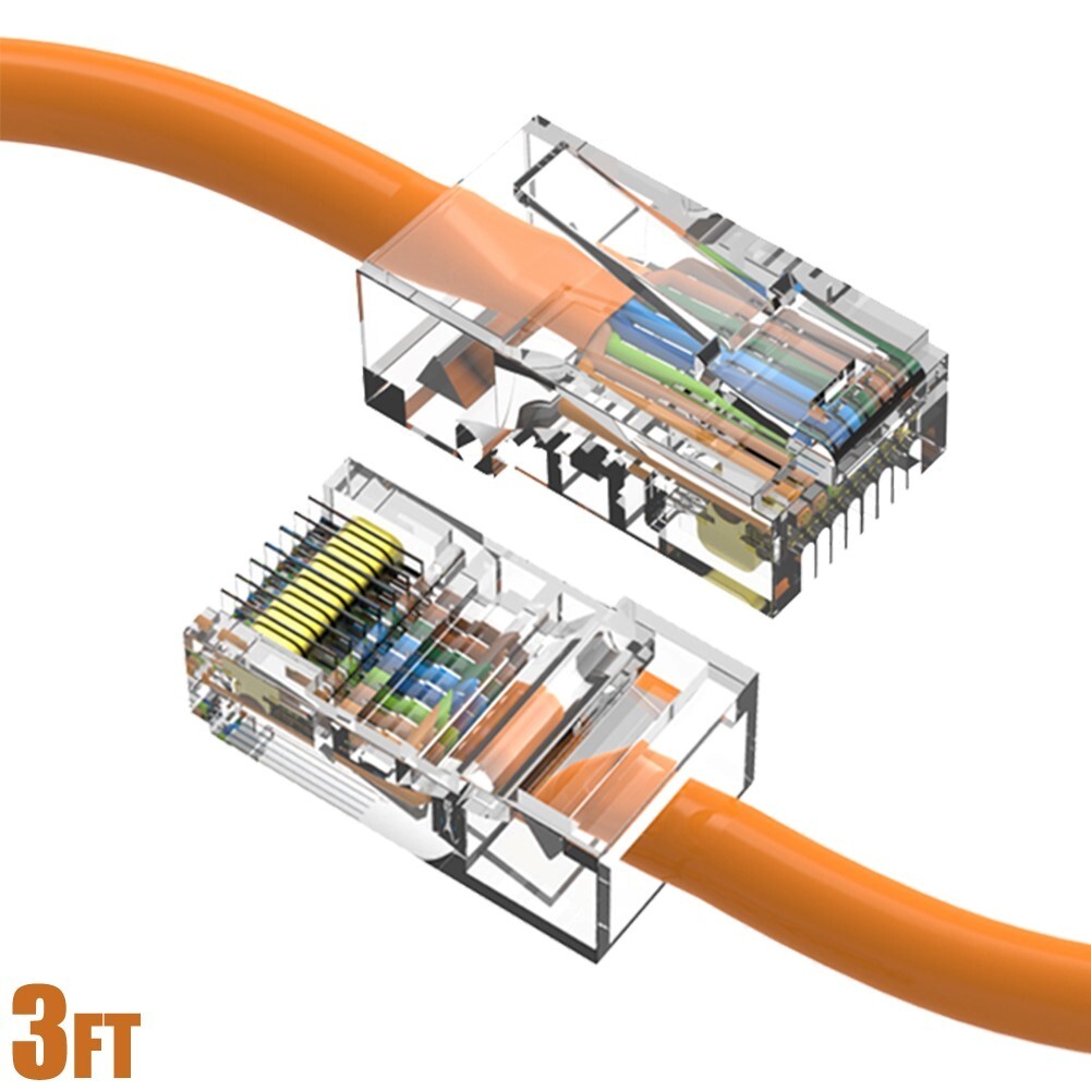 3FT Cat5e RJ45 Ethernet LAN Network UTP Non-Booted Patch Cable Copper Orange