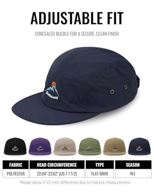 Quick Dry 5 Panel Hat, Moisture-Wicking Water-Resistant One Size Dfb3-black
