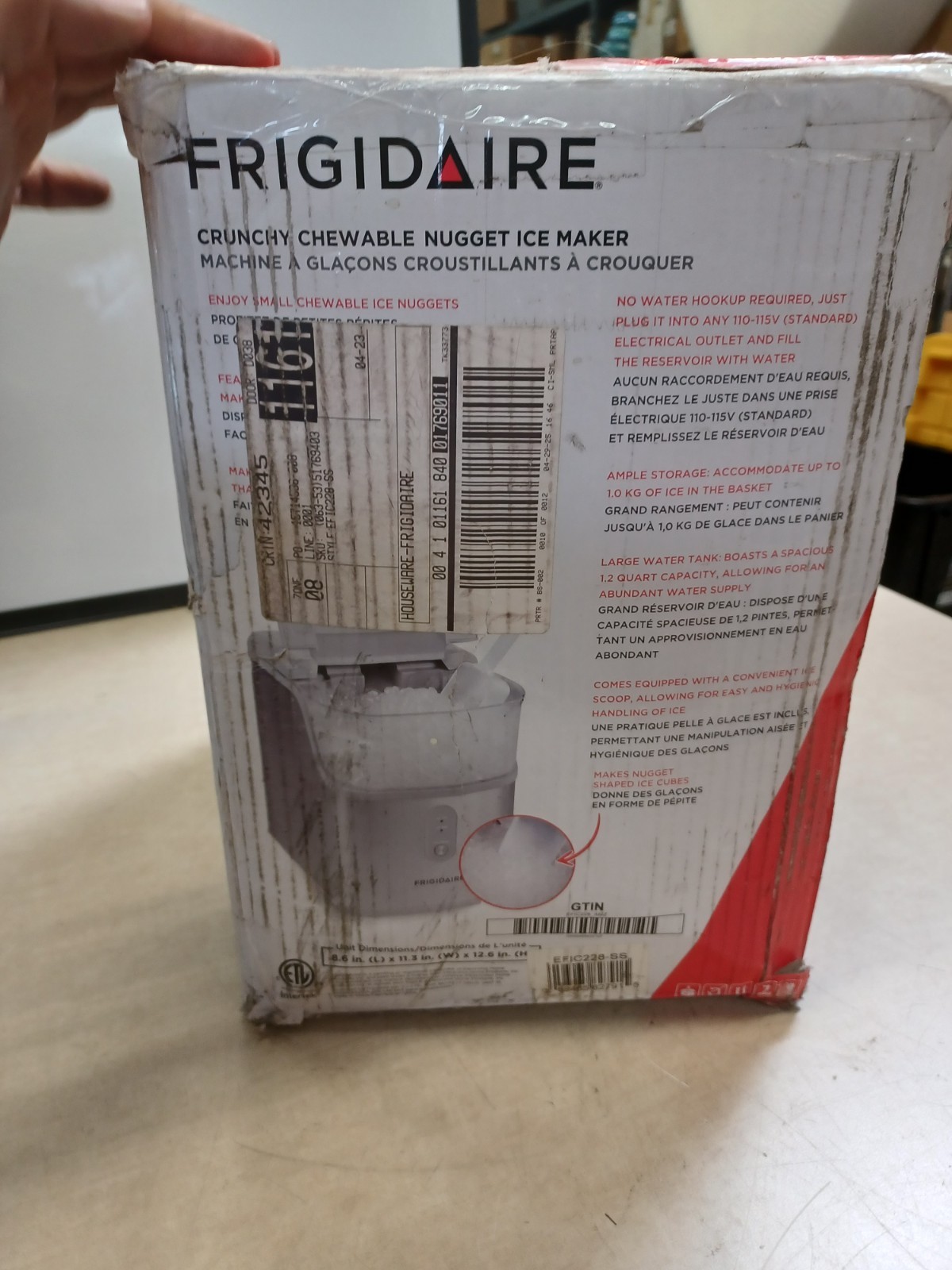 Frigidaire Countertop Crunchy Chewable Nugget Ice Maker, Compact, 33lbs per Day,
