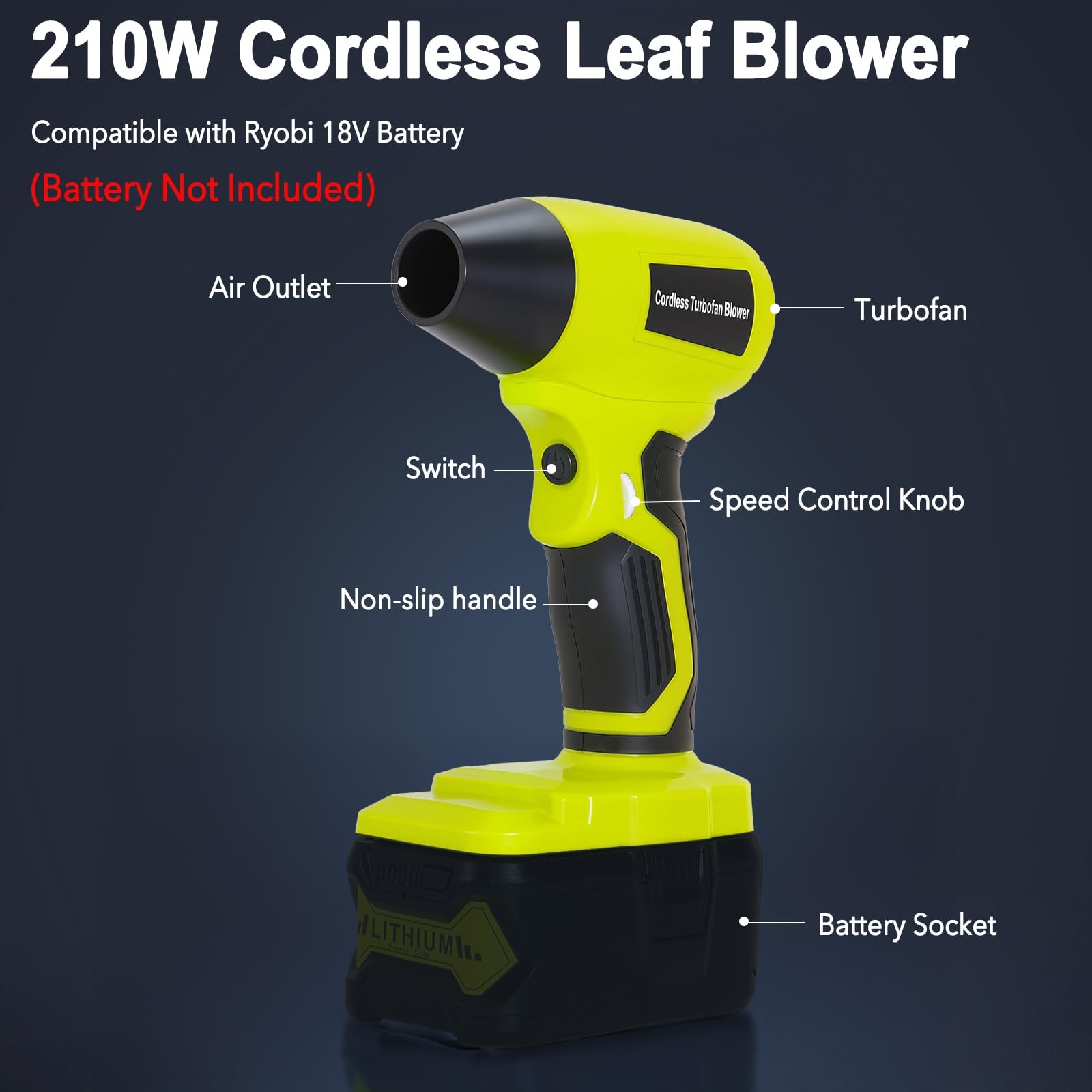 2026 Brushless Leaf Blower Cordless for Ryobi 18V Battery, Lightweight Electr...