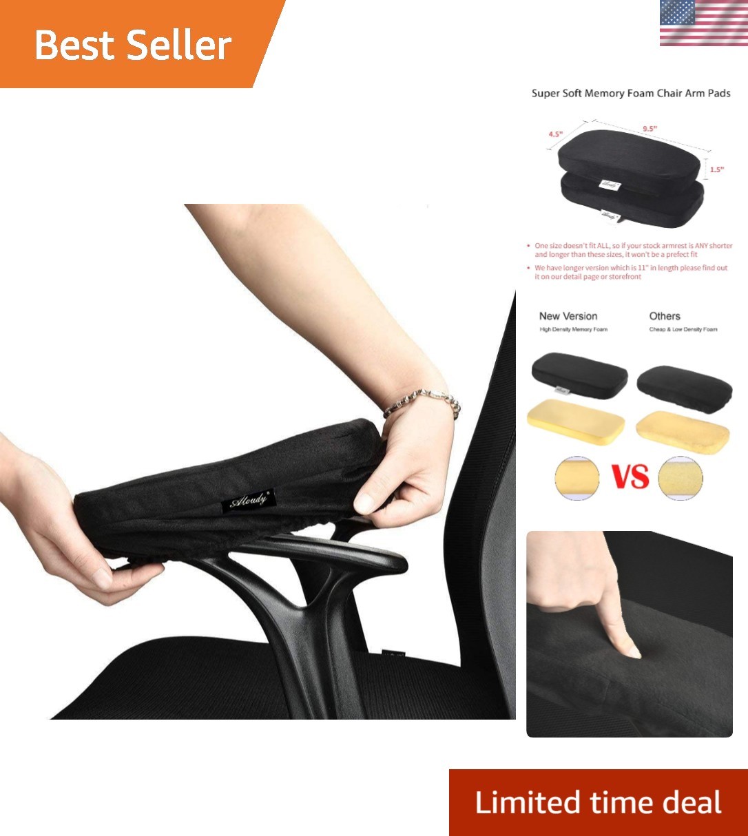 Stain-Resistant Memory Foam Arm Rest Covers for Ultimate Comfort—2 Count