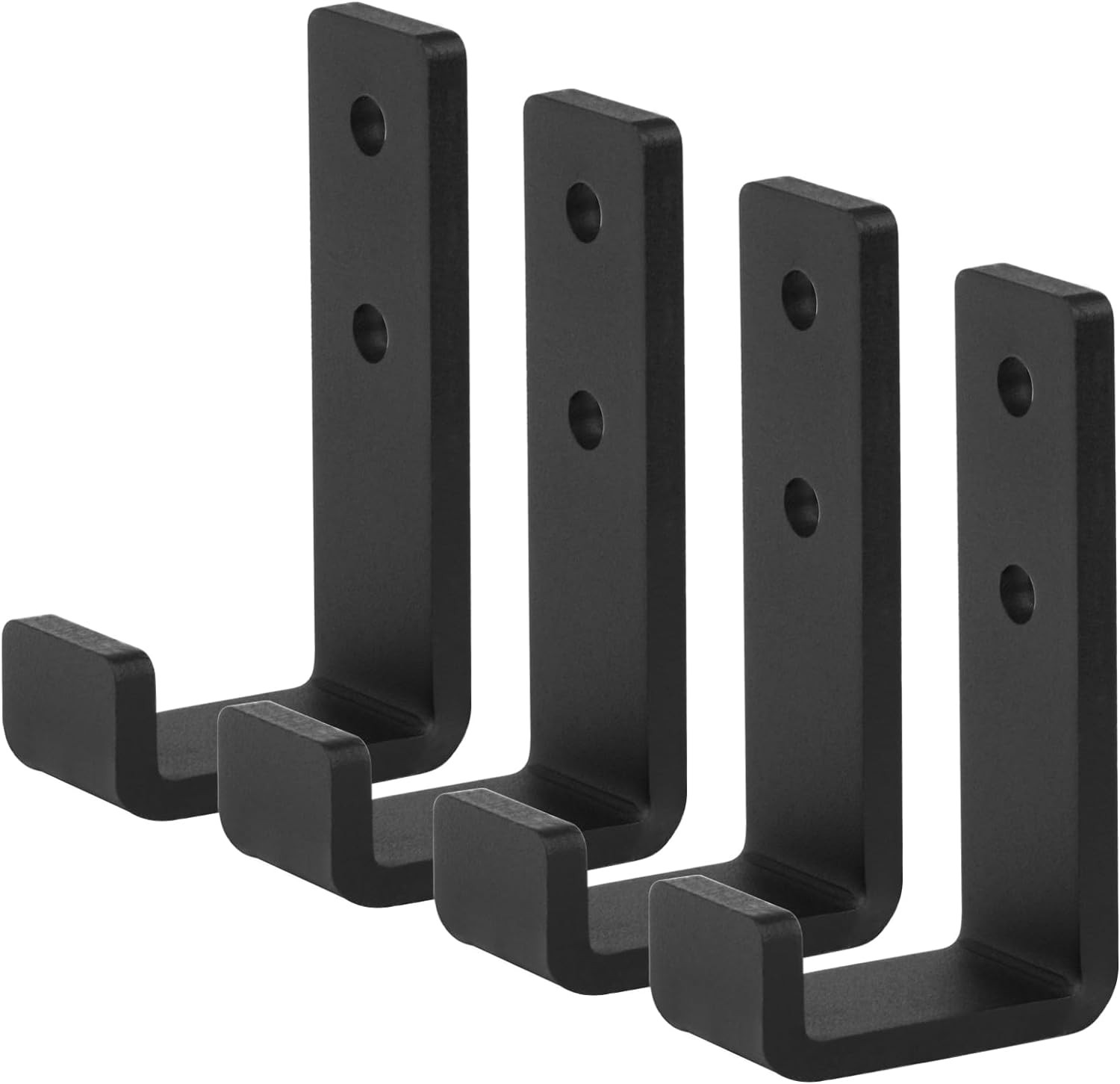 4 Pack 5-1/2" Heavy Duty Black Steel J Hook, Wall Mount Utility