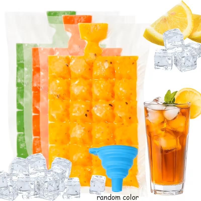 Ice Cube Freezer 100 Bags makes 2400 Ice Cubes 24 cubes per bag +Free Funnel NEW