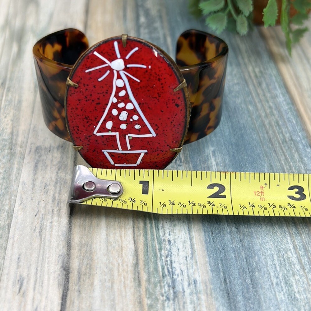 Adorned Crown Artisan Assemblage tortoise shell enamel Christmas tree bracelet