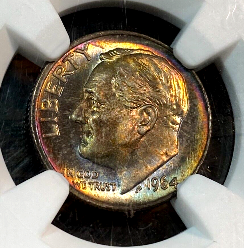 1964 Roosevelt Dime NGC MS66 Super Tone CHRC