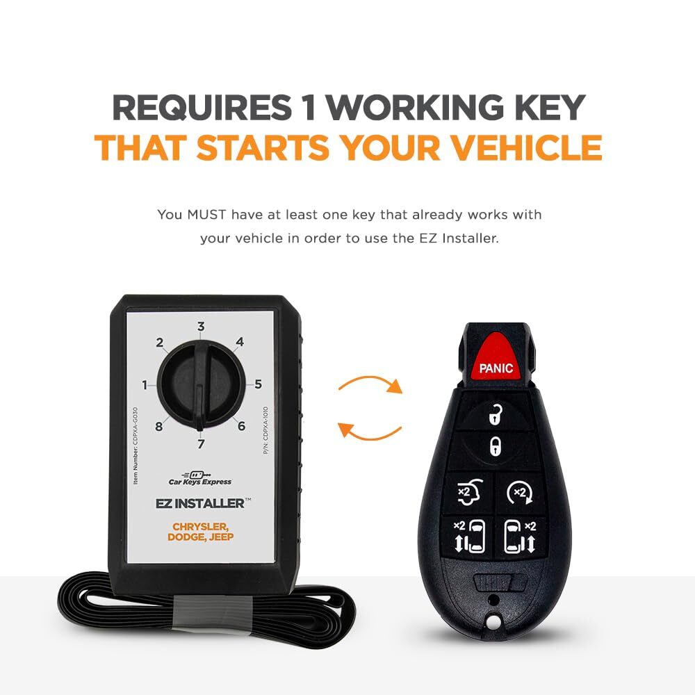 Simple Key Programmer & Key Fob for Select Chrysler, Dodge, Jeep, Ram,