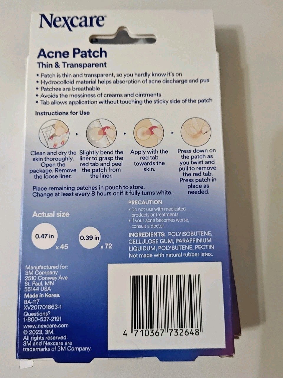 Nexcare Acne Patch Thin & Transparent Assorted Sizes 117 count x 2 Boxes