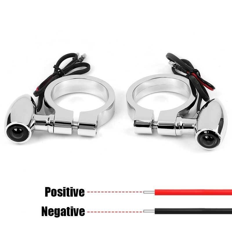 2X Motorcycle LED Turn Signal Light 41mm Front Mount Fork Indicator Bullet Amber