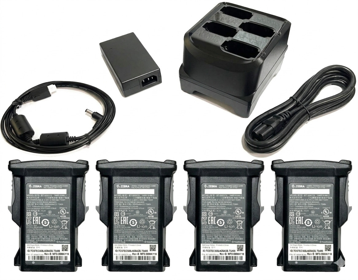 Zebra 4 Slot Battery Charger & 4 Battery MC9300 MC930B MC930P SAC-MC93-4SCHG-01