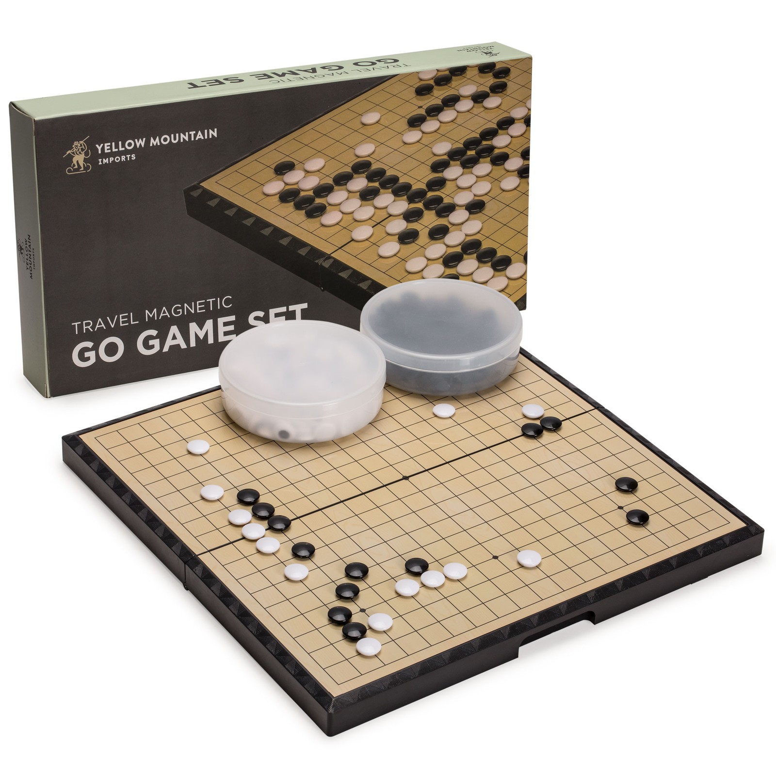Large Magnetic 19x19 Go Game Set Board (14.6-Inch) with Single Convex Stones