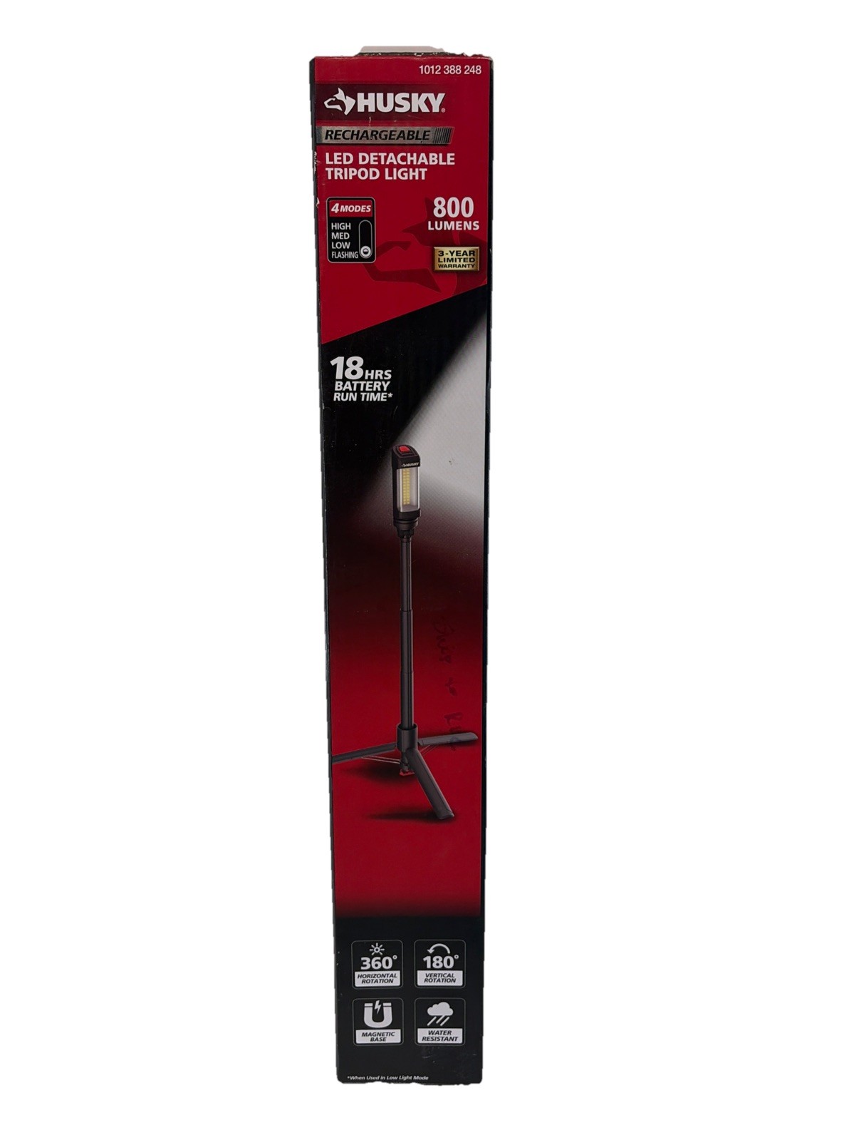 HUSKY 800 Lumen LED Work Light Rechargeable Detachable Tripod 4 Modes 18 Hr Batt