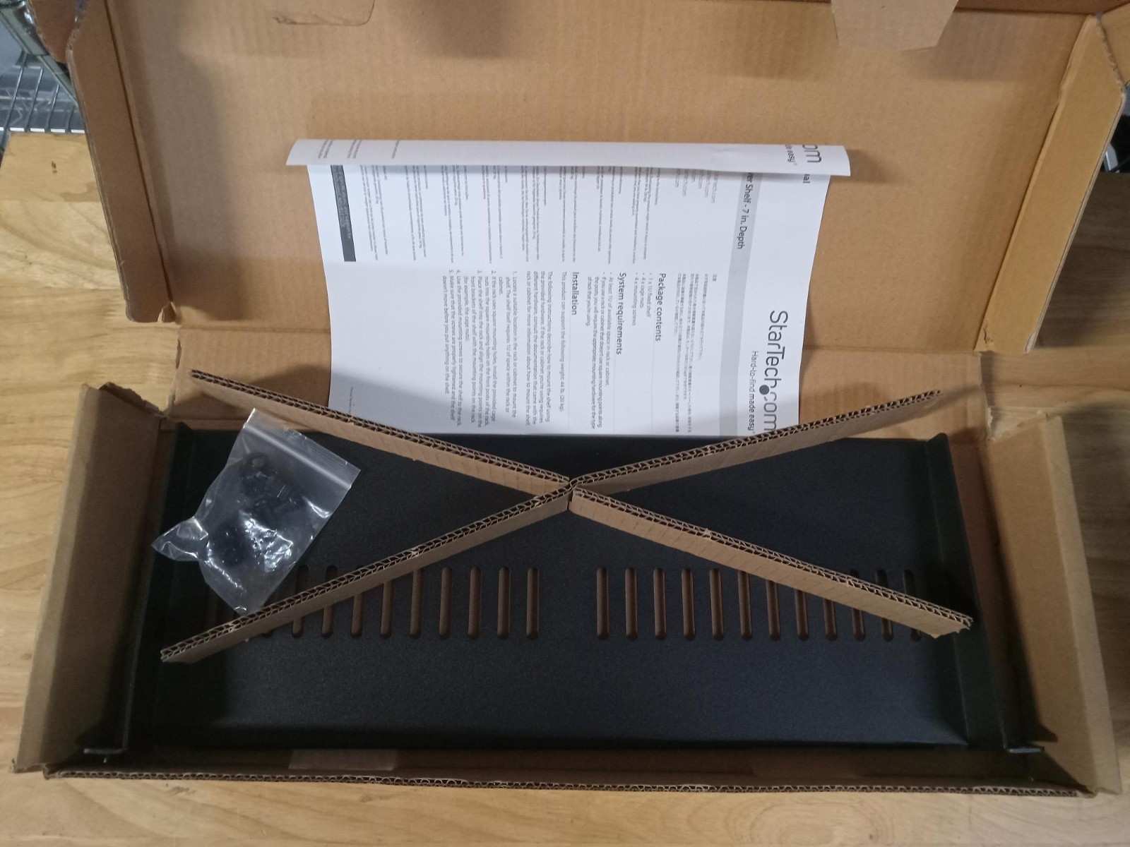 StarTech 1U Vented Cantilever Shelf w/ 7in Depth for Server Cabinets