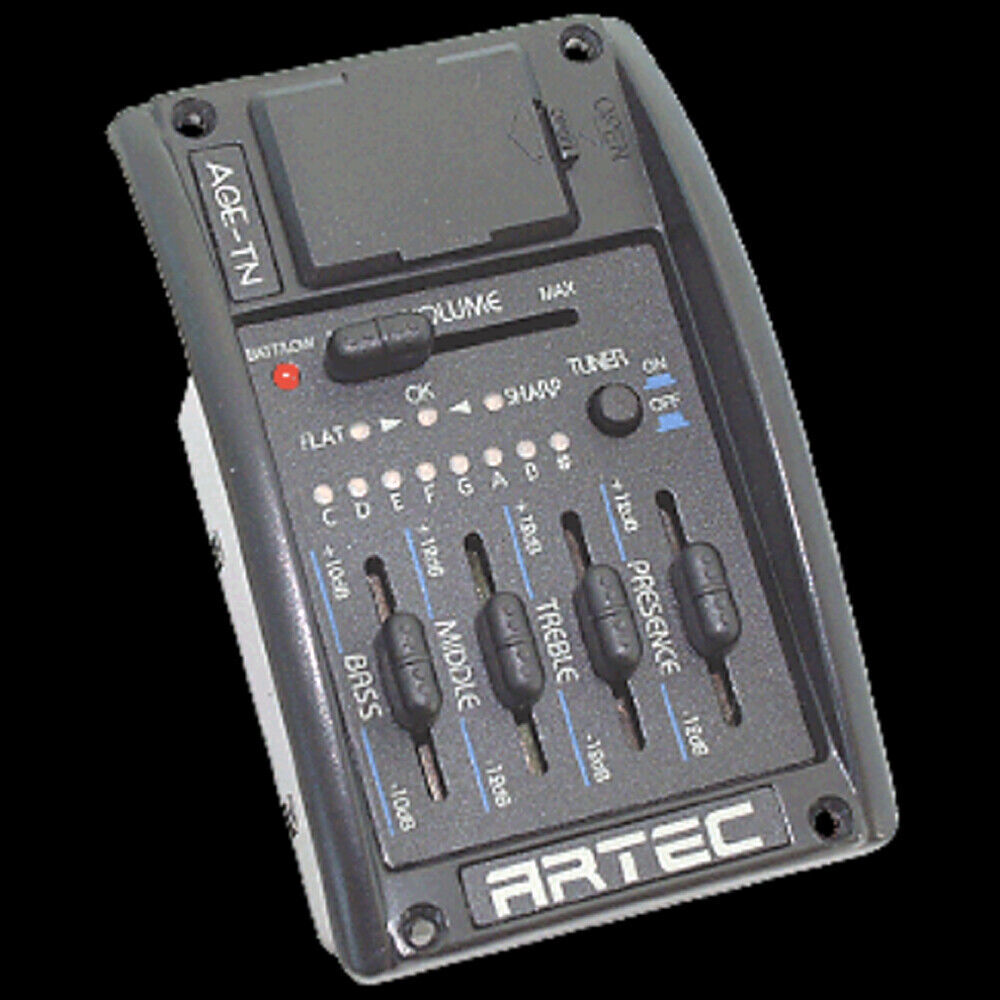 ARTEC AGE-TN Acoustic Guitar 4 Band Equalizer EQ Preamp w/ Tuner & Piezo Pickup