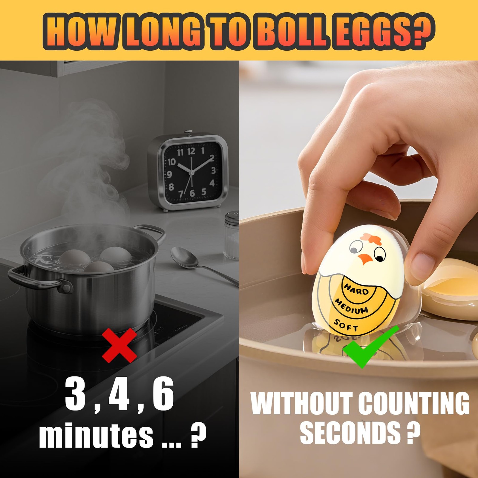 FOREV Egg Timer Color Changing Indicator for Hard & Soft Boiled Eggs 2 Pack