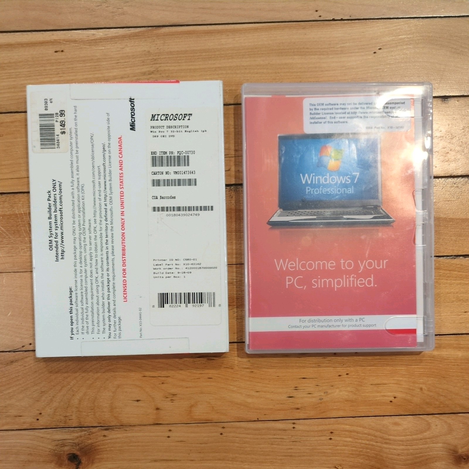 Microsoft Windows 7 Professional 32-bit Full English DVD MS WIN