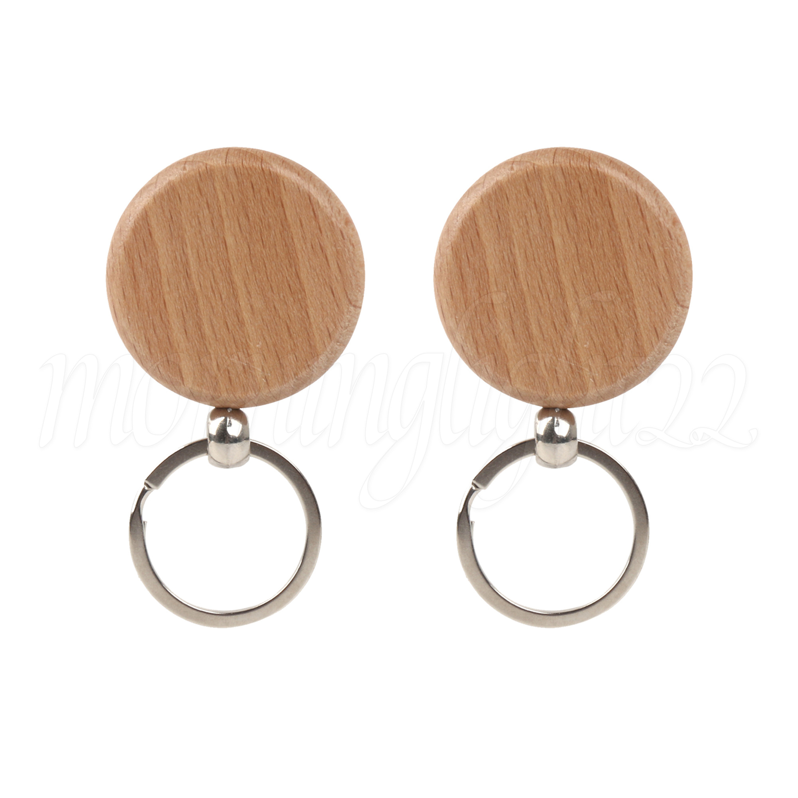 Unfinished Wooden Key Ring 4cm Diameter Key Chain for Crafts Supplies Set of 10