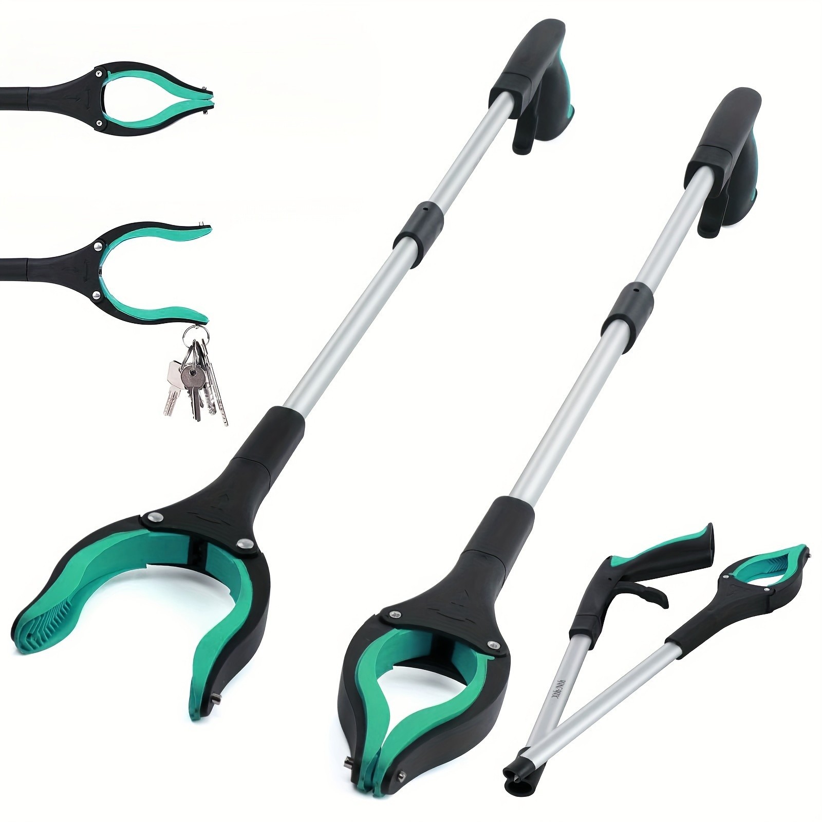 Foldable Reach Grabber Pickup Tool Long Handle Trash Litter Picker 32in Grip