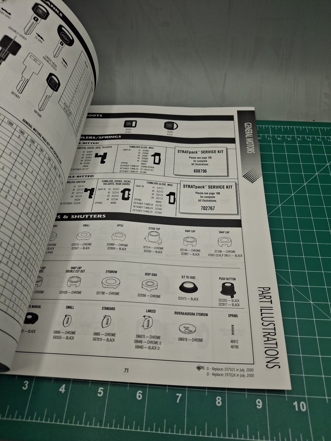 Strattec Professional's Choice For Original Lock Service Part Catalog 1986-2000