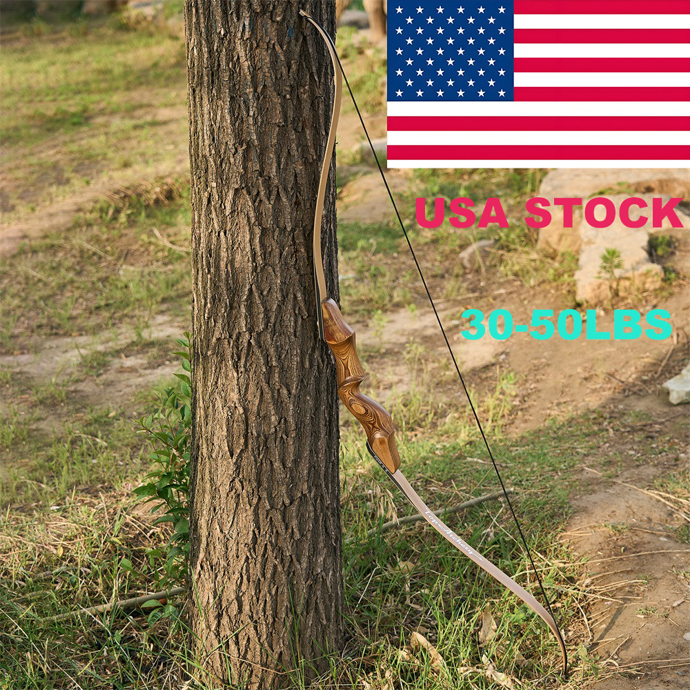 60" Archery Wooden Takedown Recurve Bow 30-50lbs Limb Adult Hunting Target Shoot