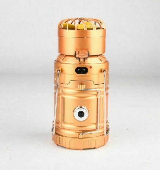 Solar LED Portable Light Rechargeable Lantern Outdoor Camping Hiking Lamp Fan