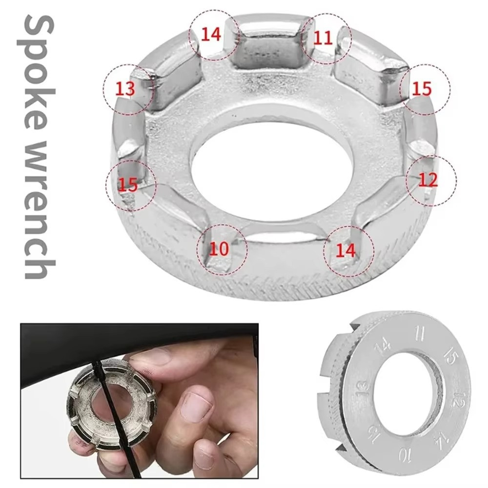 Bicycle Spoke Wrench Hard Steel 8 Way Bike Rim Truing Tool Adjust wheel Spokes