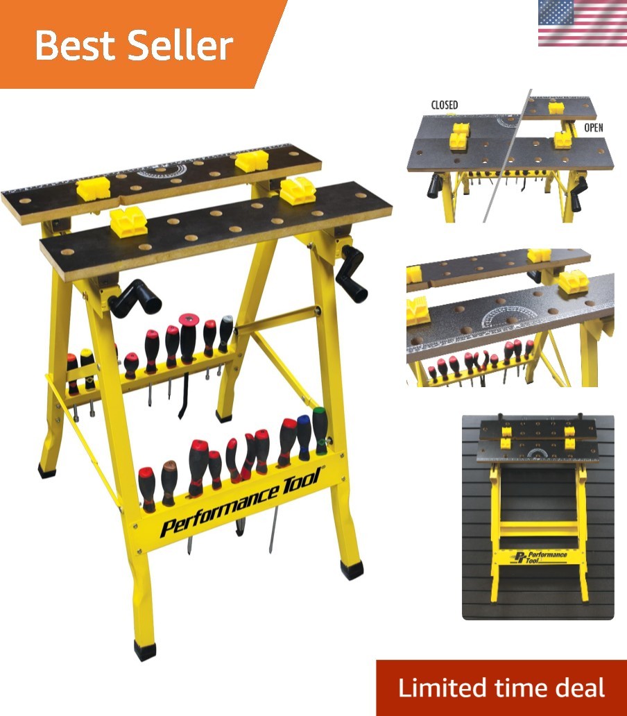 Compact Portable Workbench with 200 lbs Load Capacity for DIY Projects - Yellow