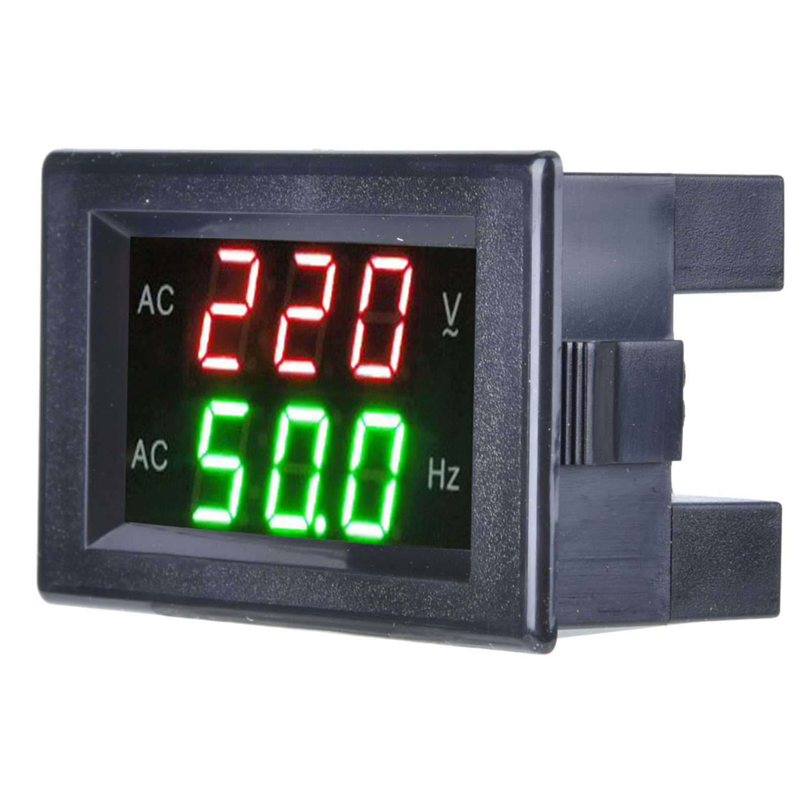 Generator Double Display Digital AC Voltmeter Frequency Meter Testing Black