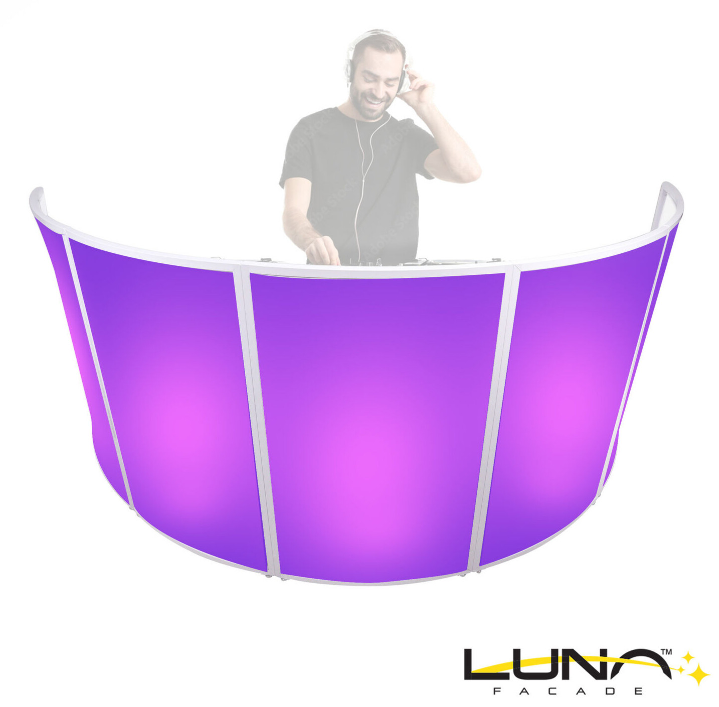 ProX XF-LUNA WH LUNA DJ Facade 5 Panel White Hardware with Black White Scrim Kit