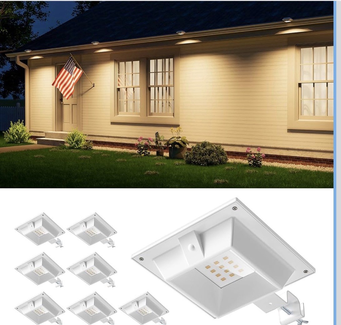 White Waterproof Solar Gutters Lights 12 LED For Garben, Patio and Fence  Set 8