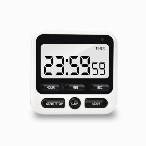 Multifunctional Kitchen Timer with Silent/Alert Mode, 24-Hour Clock, Memory 1