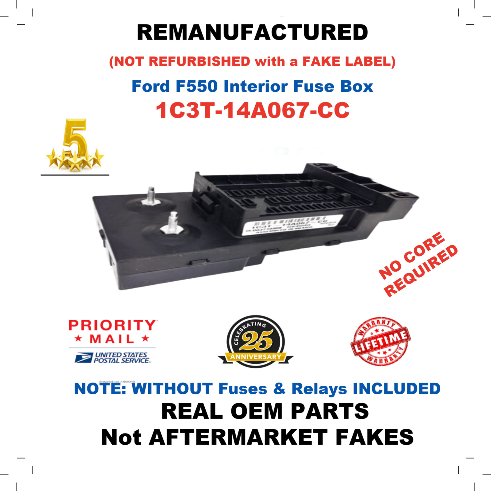 REMANUFACTED YC3T-14A067-CC FORD F550 SUPER DUTY INTERIOR CABIN FUSE BOX