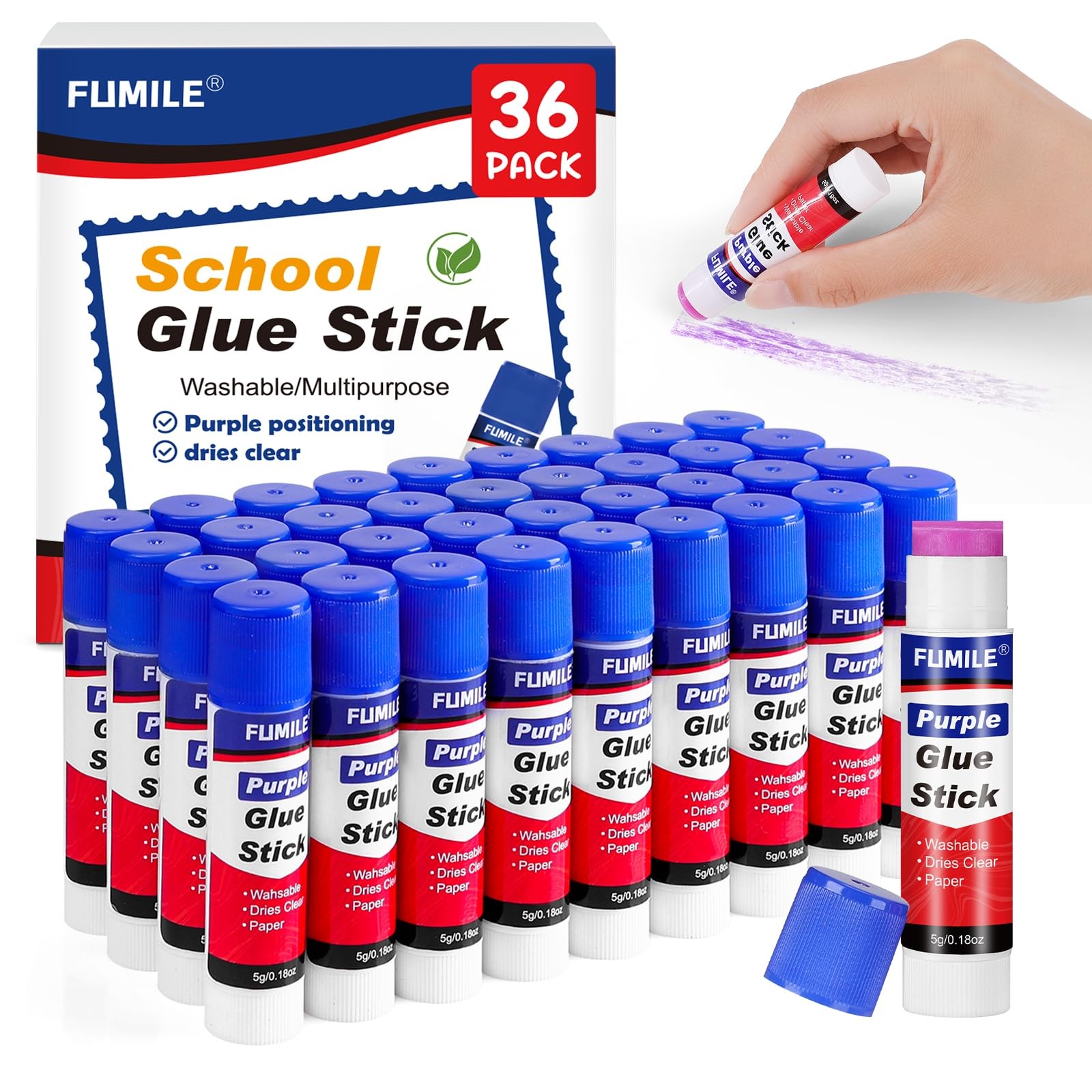 36 Pack Glue Sticks Bulk for Kids, Disappearing Purple 36 pack,