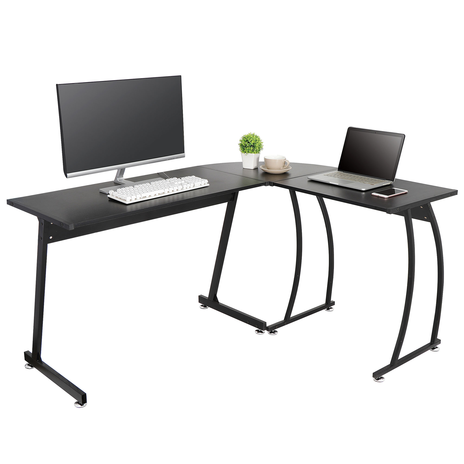 Modern L Shaped Corner Computer Desk PC Laptop Study Table Workstation 58"