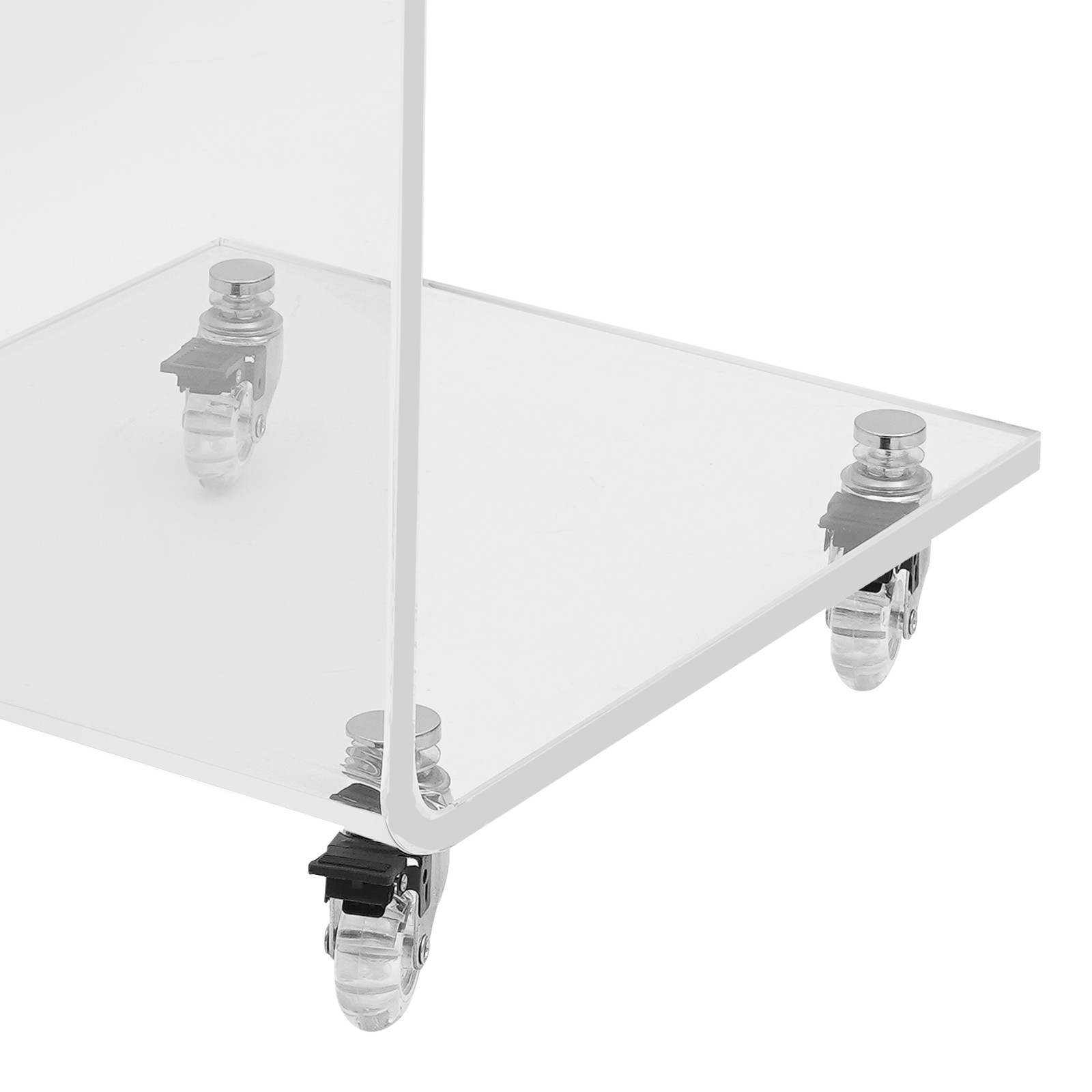 35*35*56cm C-Shaped Side Table, Acrylic End Table, Couch Side Table With Wheels