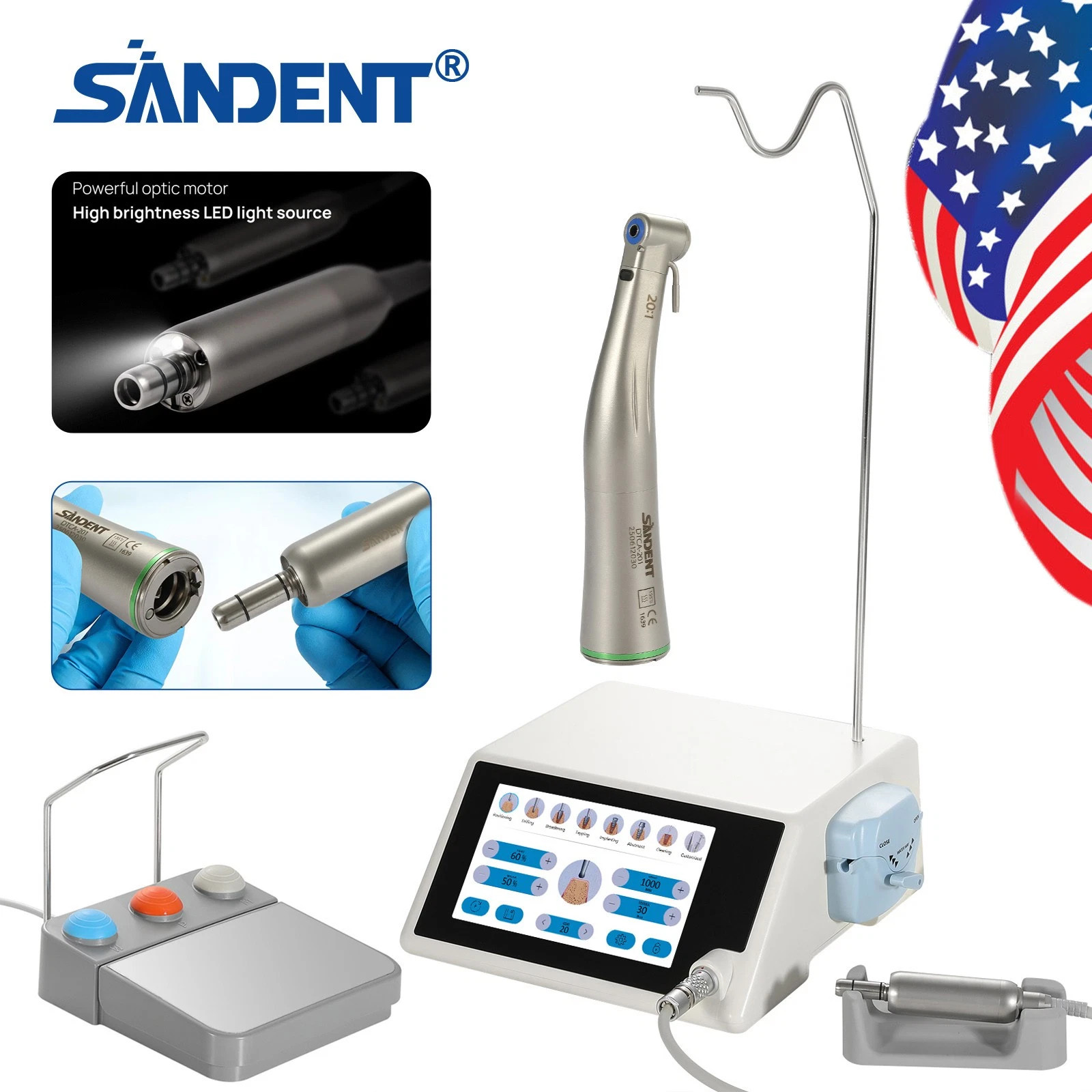 SANDENT Implant System Dental Implant Motor Machine with 20:1 Surgical Handpiece