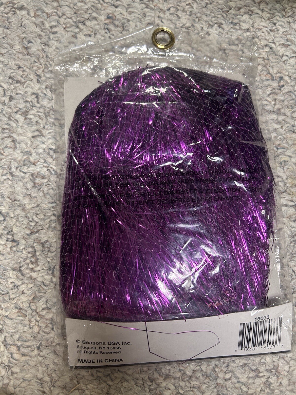 Wig Mylar tinsel wig Purple Color - Halloween, Dress Up Cosplay Fast Shipping