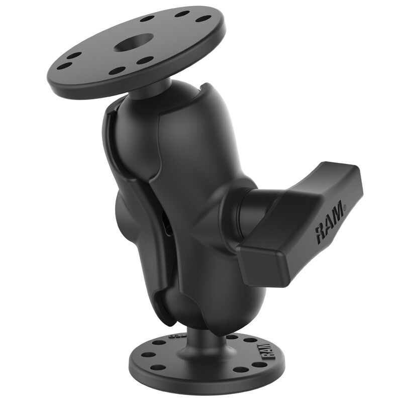 RAM Mount Double 1.5" Ball Round Plate With Short Socket Arm Assembly RAM-101U-B