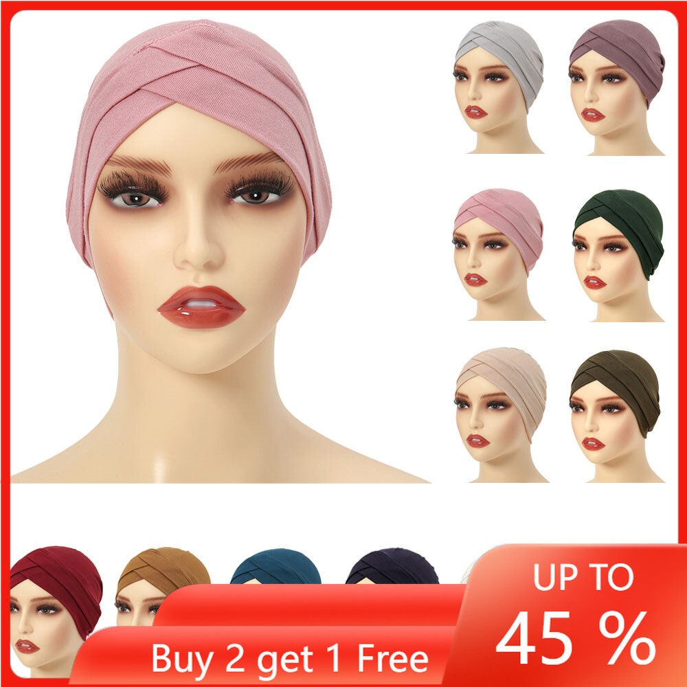Inner Hijab Underscarf Bonnet Hat Muslim Women Head Wrap Cover Scarf Turban Caps