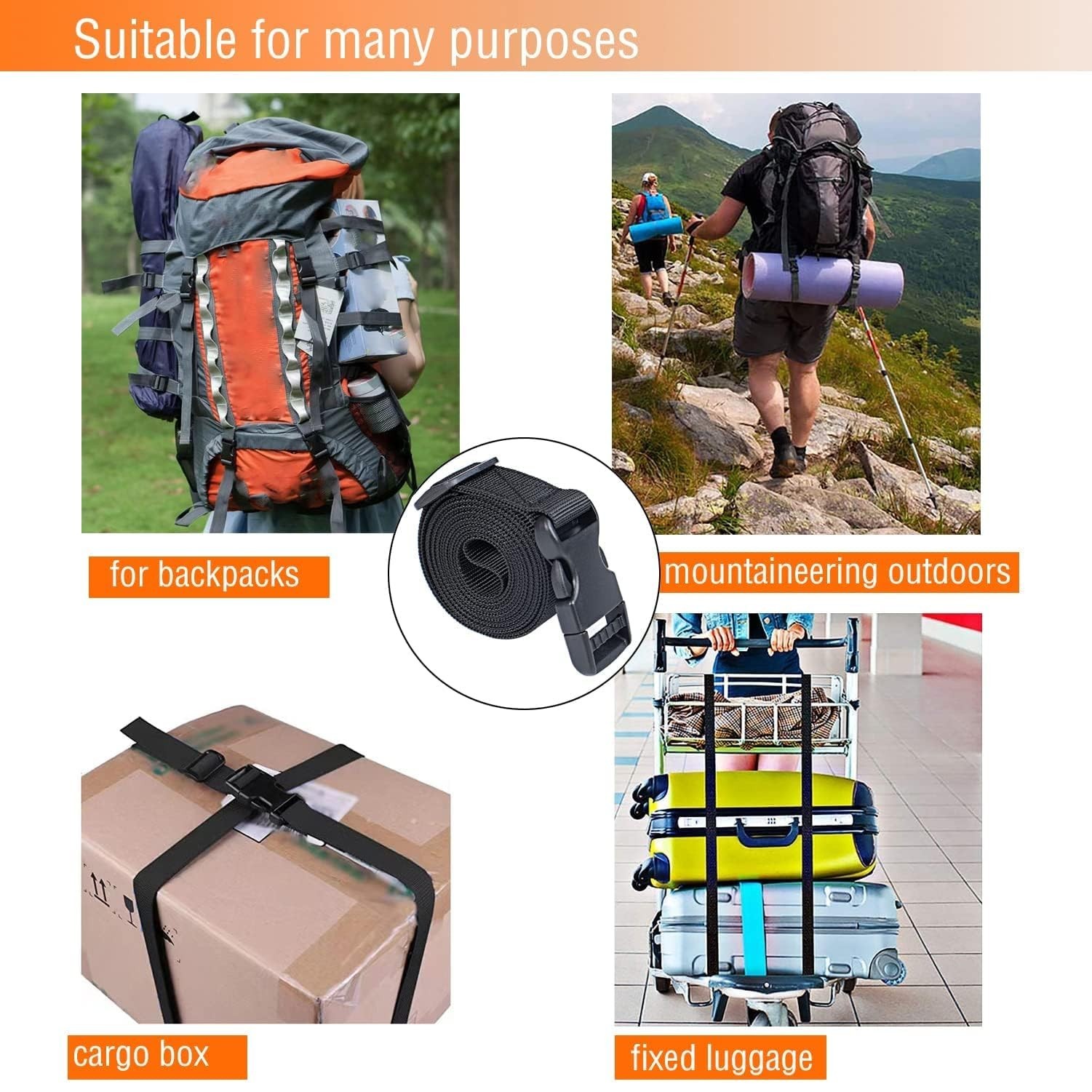 Nylon Strap with Buckle, Quick Release Short Adjustable Straps with Buckles, ...
