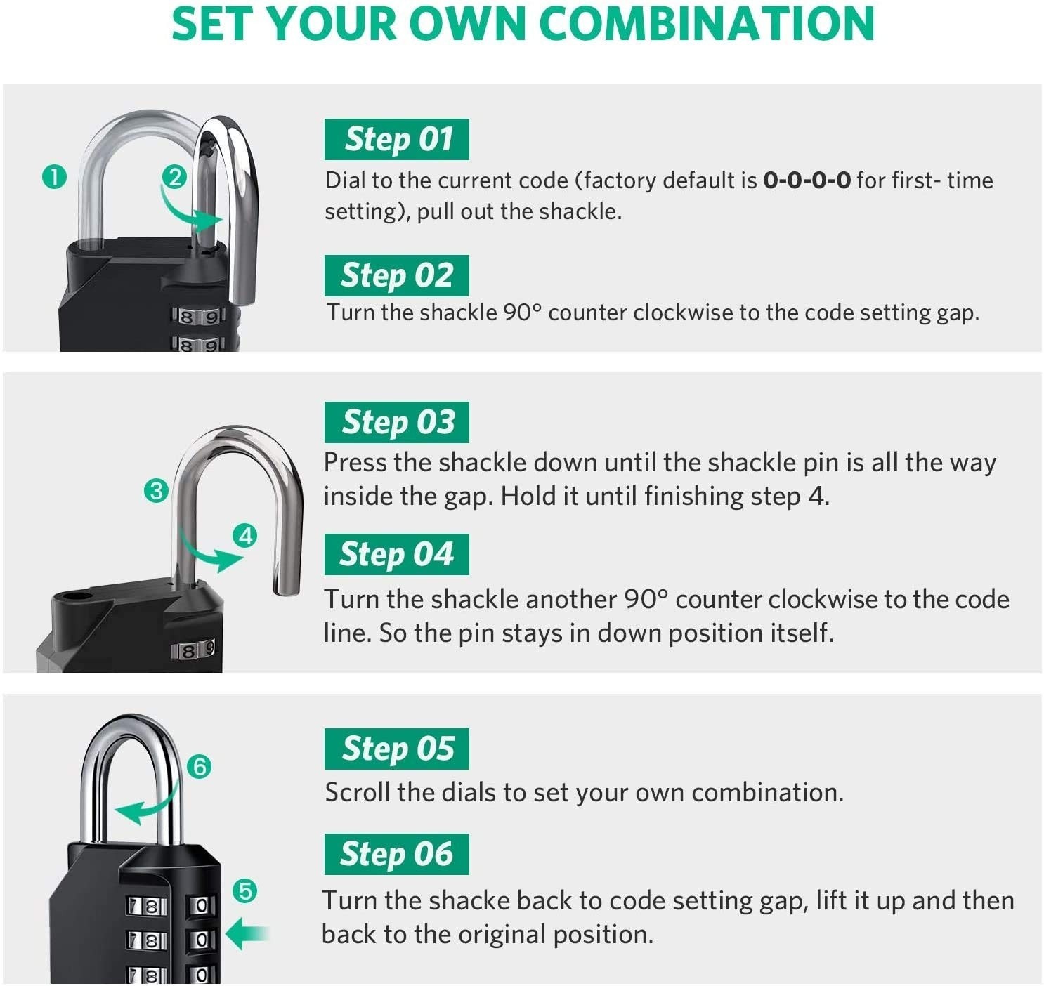 4 Digit Combination Padlock 2 Pack Heavy Duty Waterproof Locker Lock Set