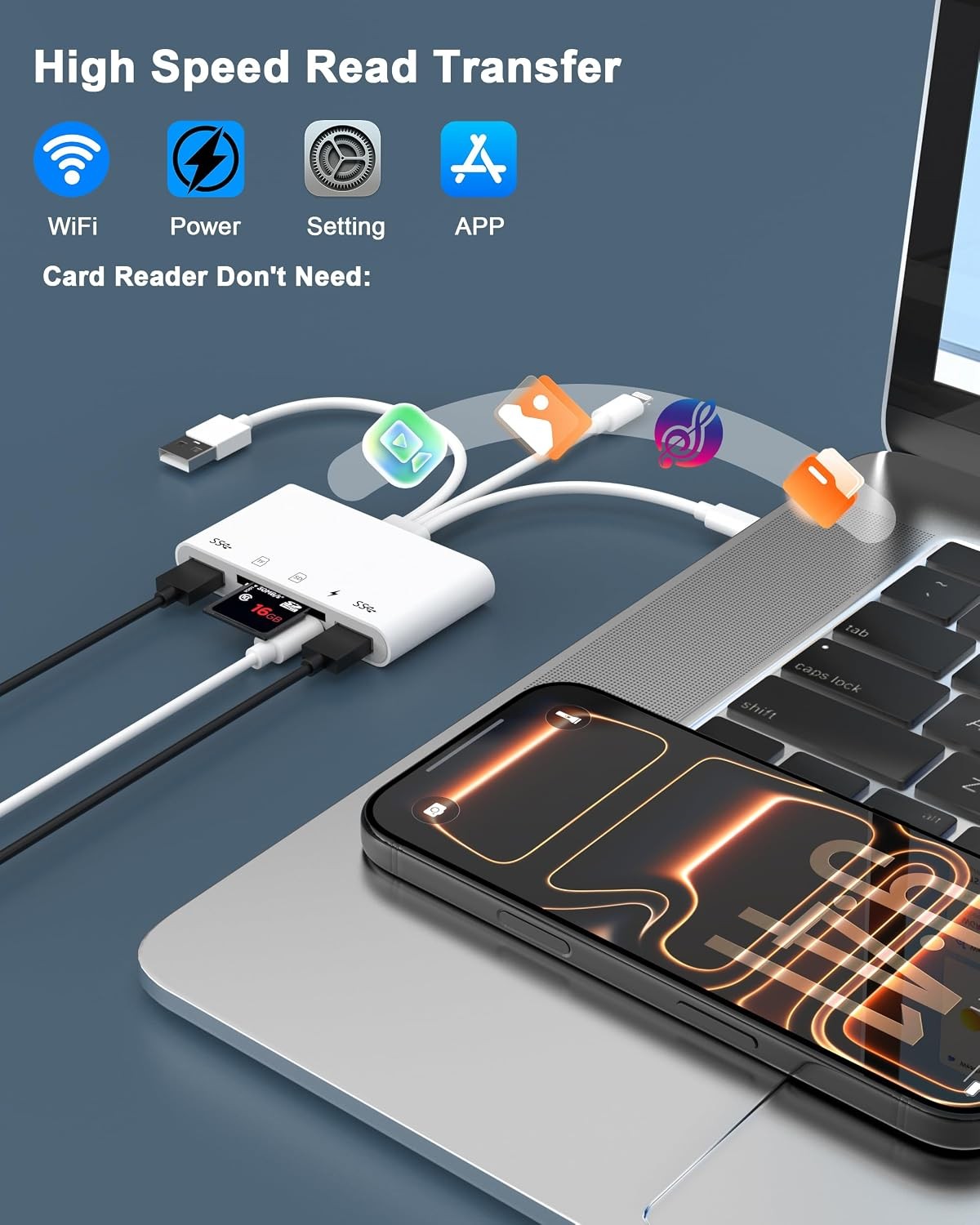 5-in-1 Memory Card Reader OTG Adapter for iPhone Micro SD Card Reader