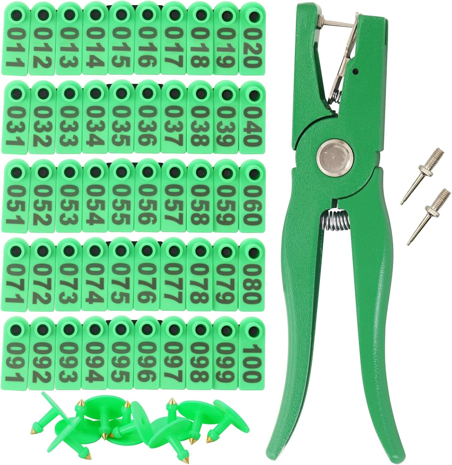 Sheep Ear Tag 001-100 Number Plastic Livestock Tags Goat with Punch Applicator P