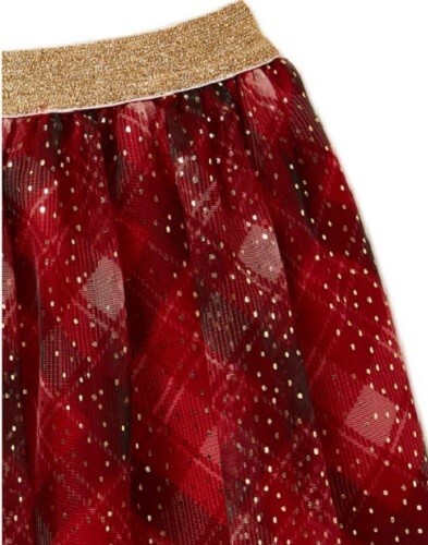 Holiday Time NEW♈Girl's Printed layered Mesh skirt size 18M~red/green plaid