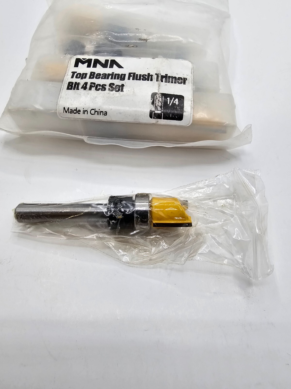 (8 Piece) MNA 1/4" Top Bearing Flush Trimer Bit Pattern Flush Trim Router Bit
