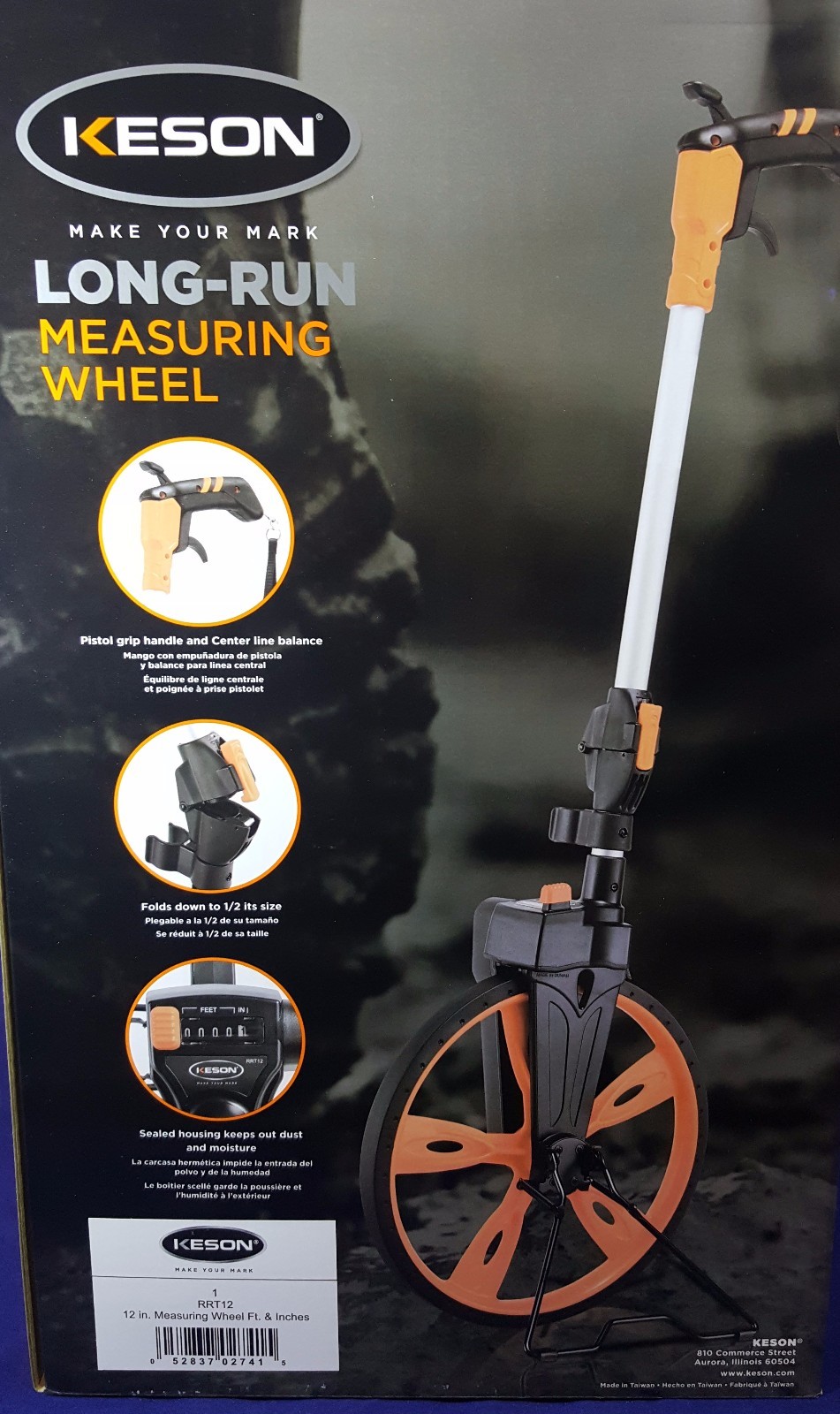 Folding Measuring Wheel WITH Backpack CASE, Trigger Brake & Reset Keson RRT12