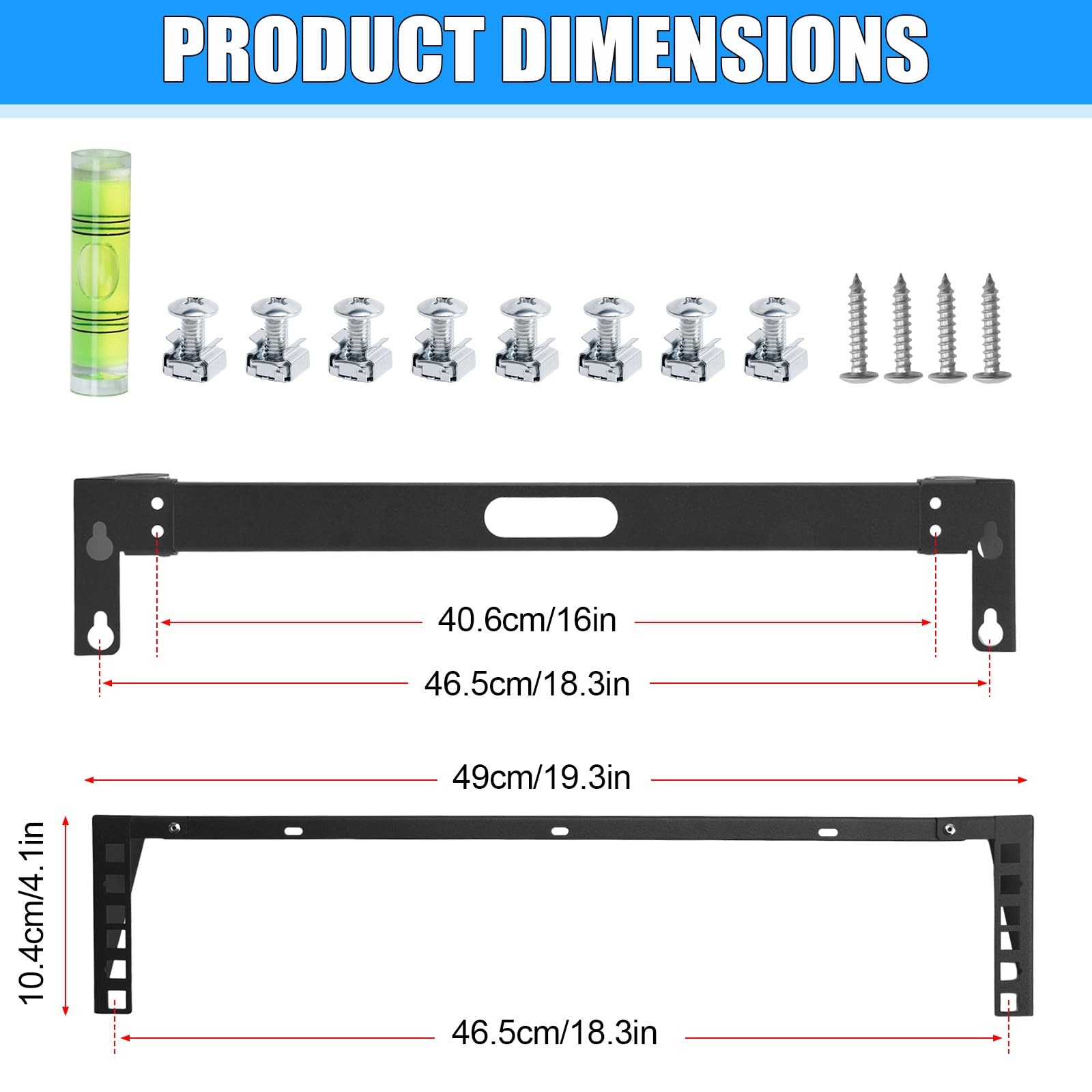 2U Hinged Wall Mount Patch Panel Bracket Vertical Rack for 19-inch Equipment