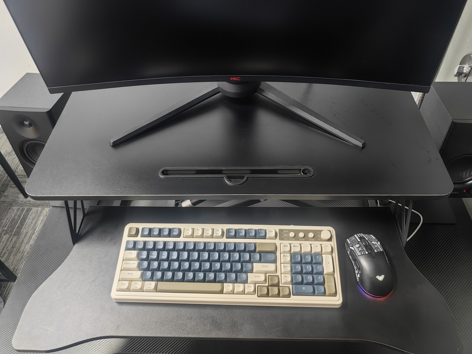 32 Inch Height Adjustable Computer Desk w/ Wide Keyboard Tray, BLACK