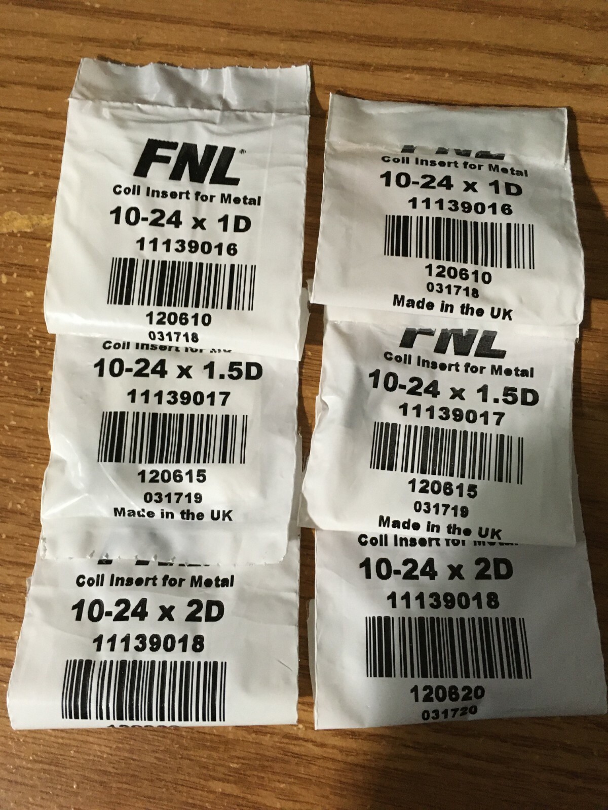(18) #10-24 x 1D, 1.5, and 2.0  UNC 18-8 S/S Free Running Wire Insert