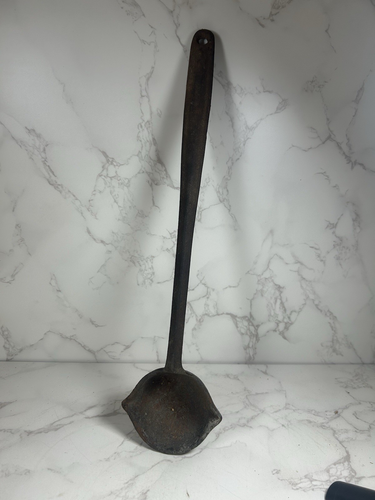 Antique Cast Iron Smelting Ladle Blacksmith Tool Single Spout Pourer Rustic Prim
